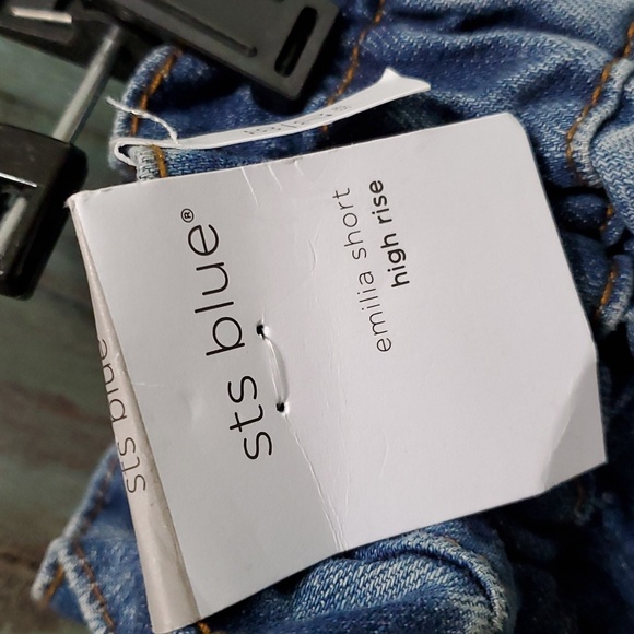 STS BLUE High Rise Raw Hem Elastic Waist Denim Emilia Shorts, Size 35/20,  NWT - Picture 4 of 13